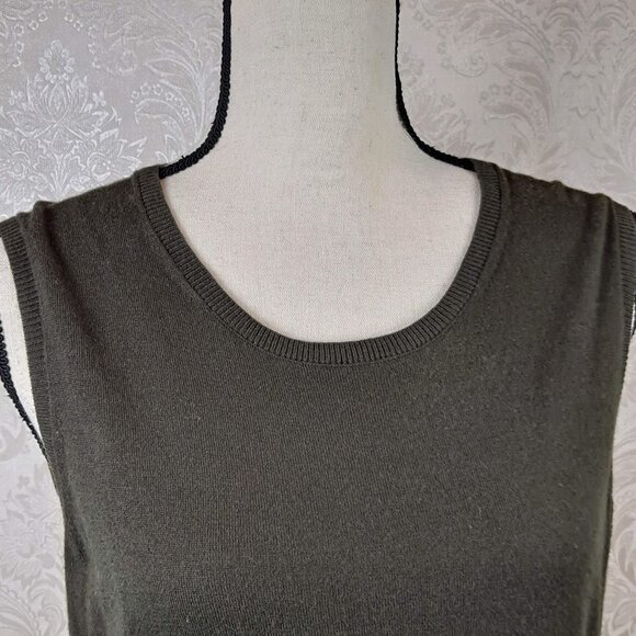 Lafayette 148 Size Medium Dark Olive Green Tank Top and Shawl Collar Sweater - Picture 12 of 15